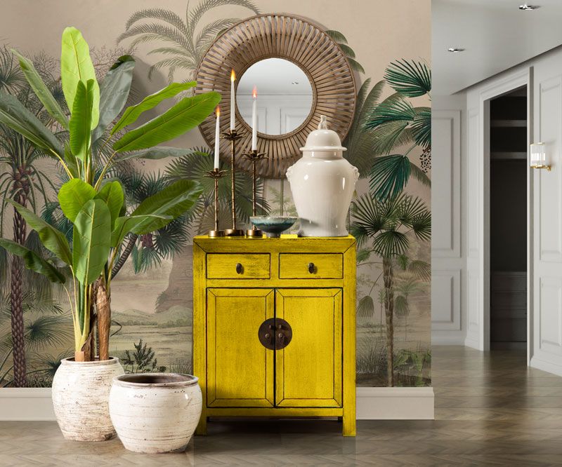 Painted cabinet with 2 doors and 2 drawers