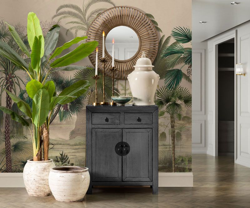 Painted cabinet with 2 doors and 2 drawers
