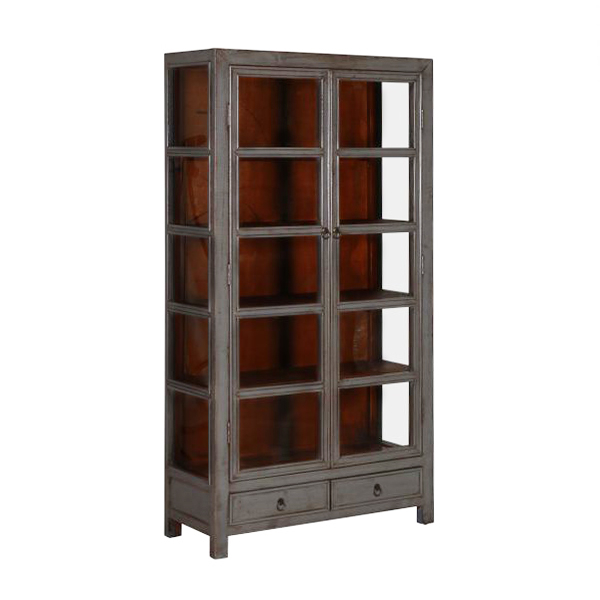 grey lacquered chinese display cabinet