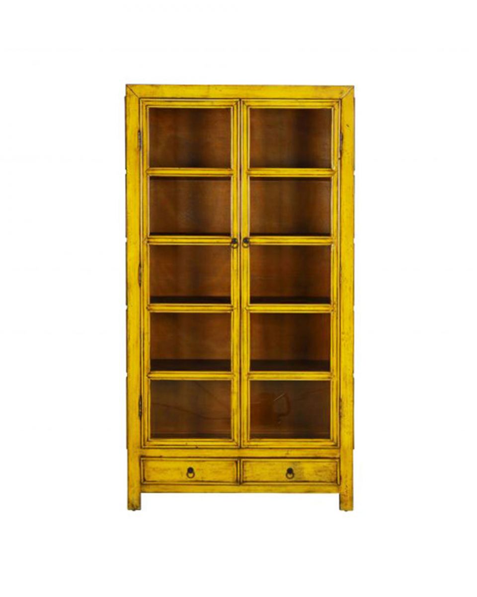 Painted cabinet with glass doors and drawers