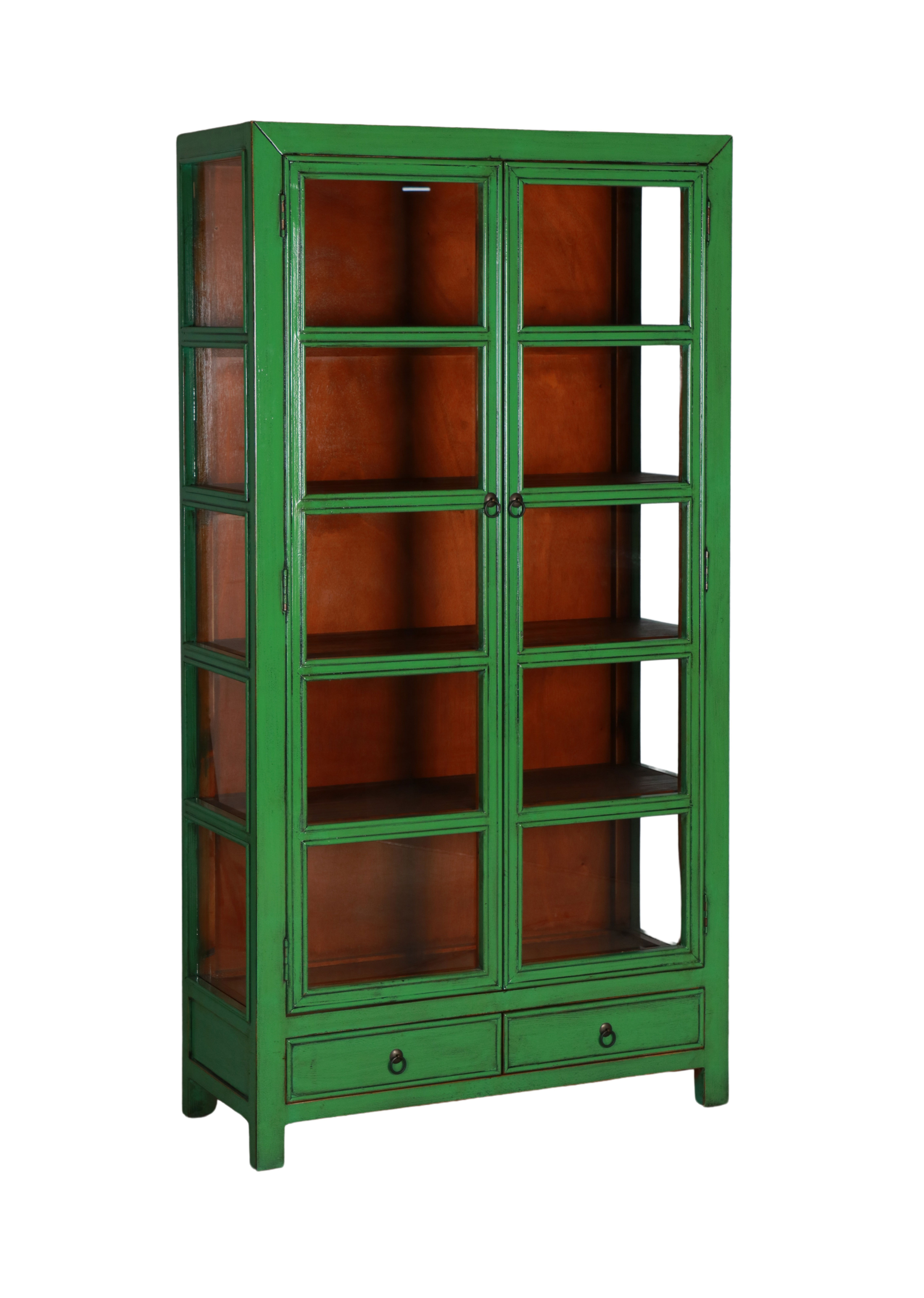 Green lacquered display cabinet