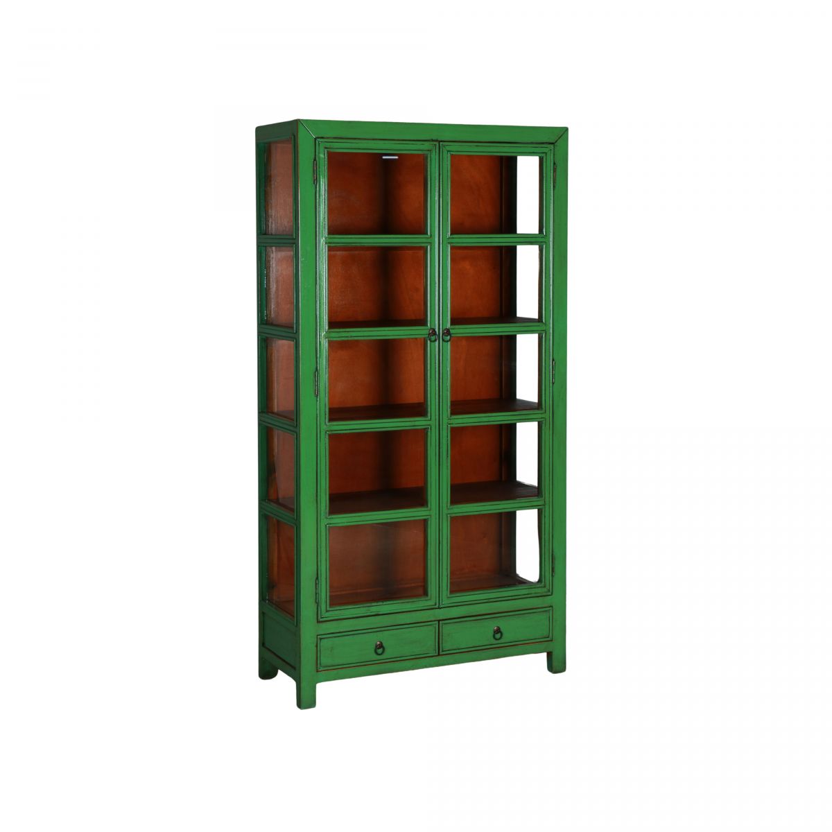 Painted cabinet with glass doors and drawers