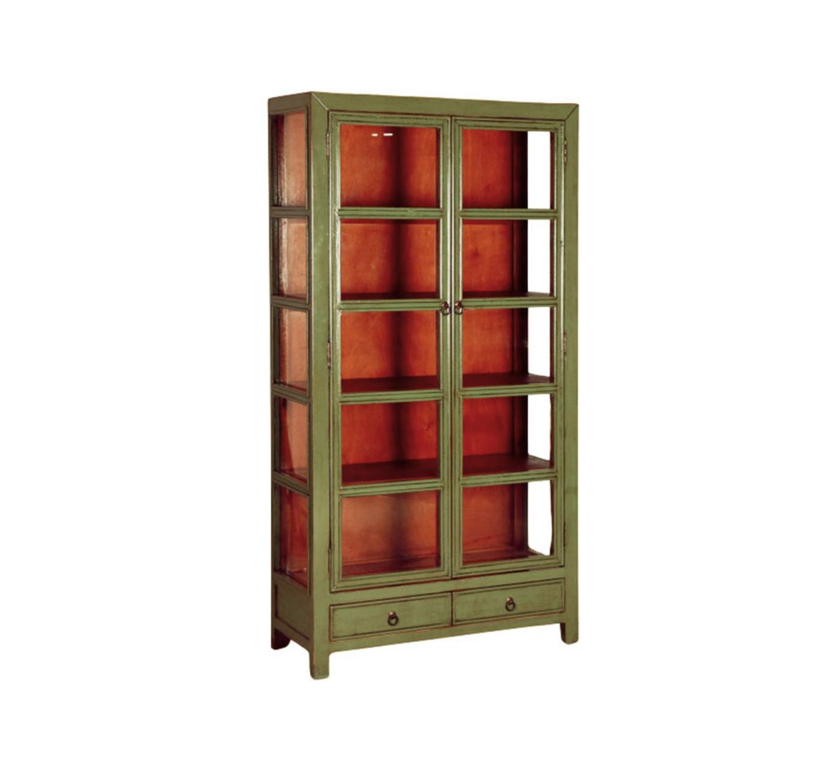 Painted cabinet with glass doors and drawers