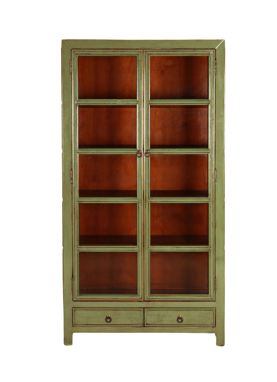 Lacquered Chinese display cabinet with glass