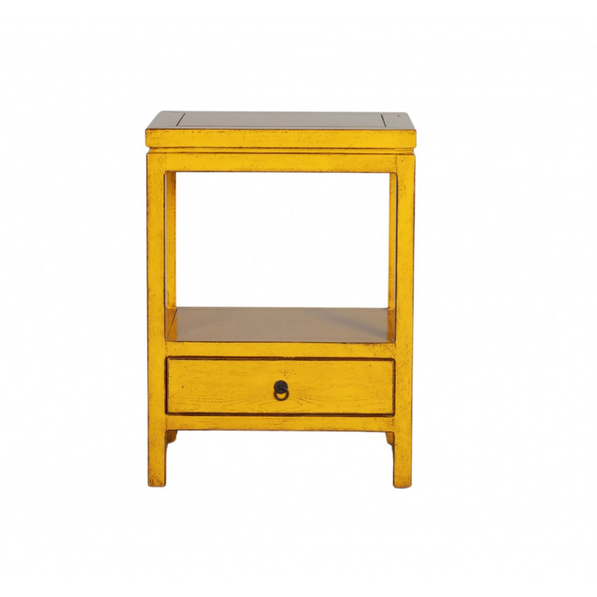Indochine bedside table with one drawer and open shelf