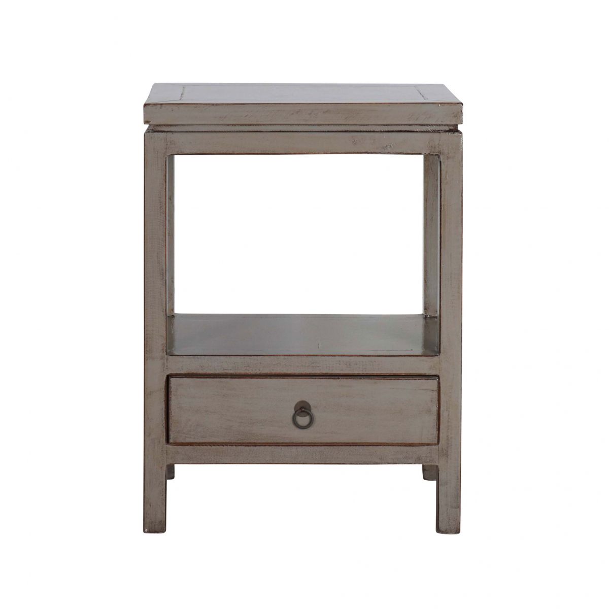 Indochine bedside table with one drawer and open shelf