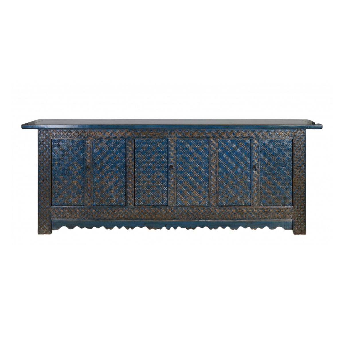 Chinese blue distressed sideboard with 6 doors