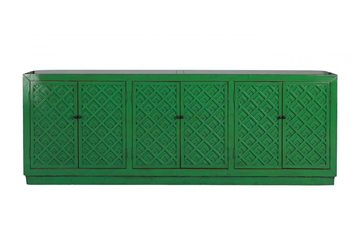 Green indochine sideboard with doors