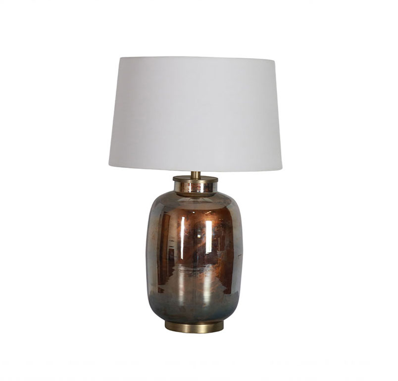Bronze glass lamp base with white shade
