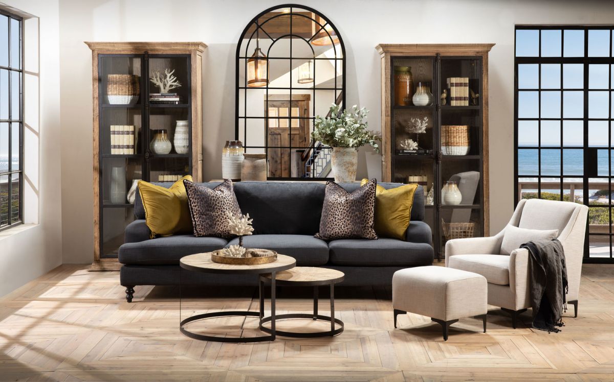 wooden bookcase with glass panel doors 