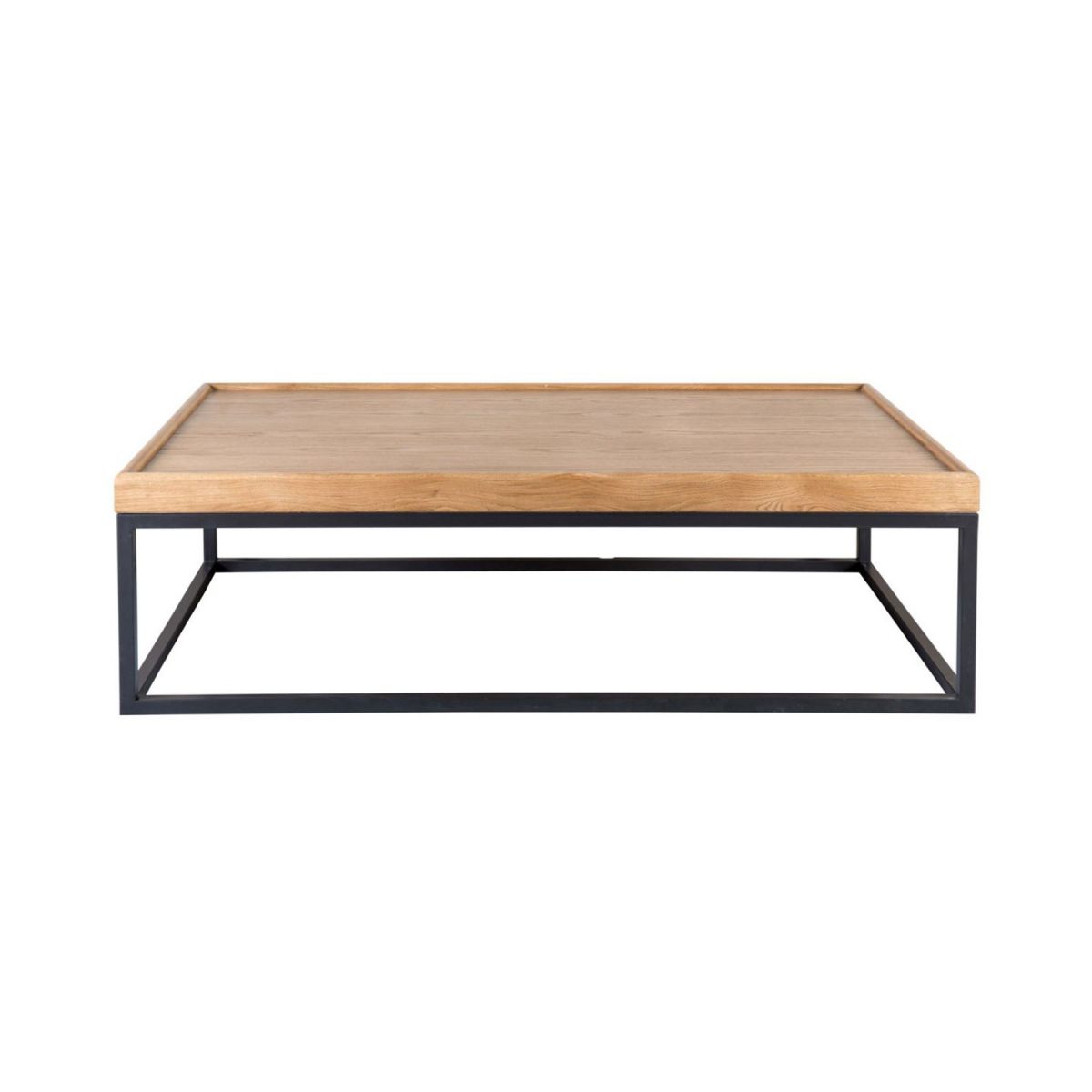 Block & Chisel weathered oak coffee table with wrought iron frame