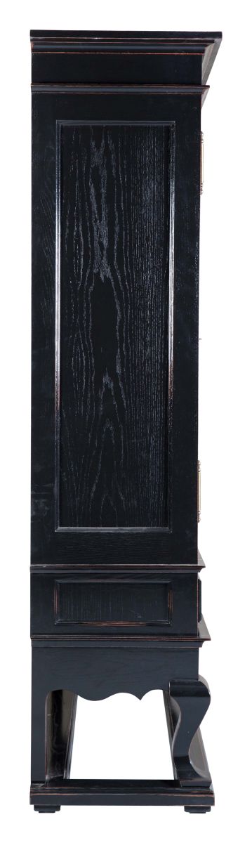 Block & Chisel solid weathered oak drinks cabinet with black lacquer