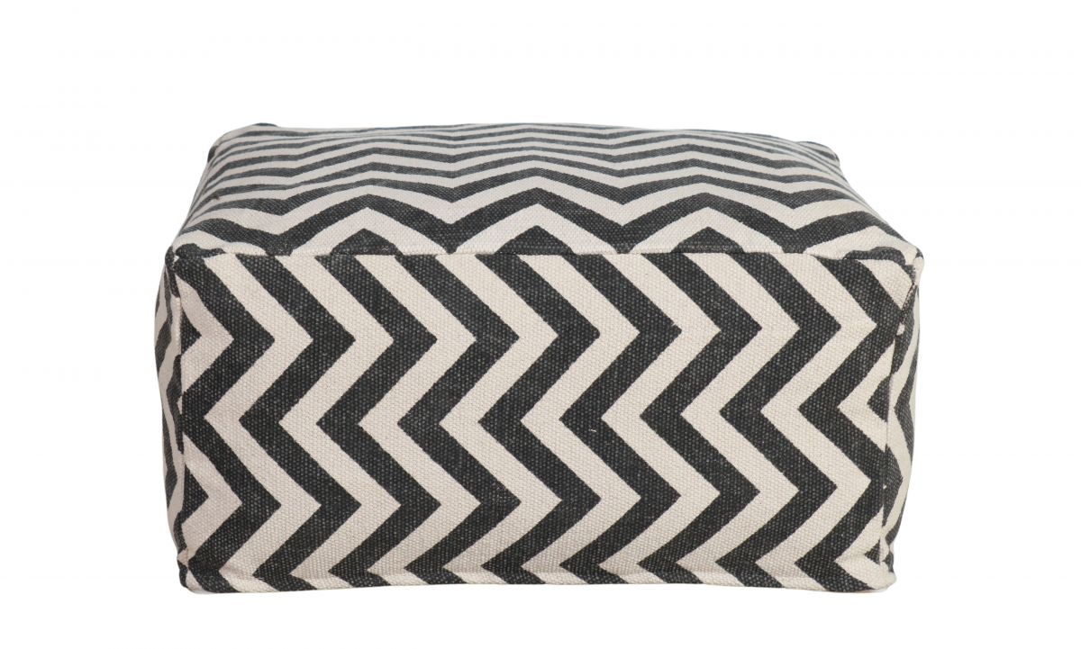 black and white chevron print naksha pouffe