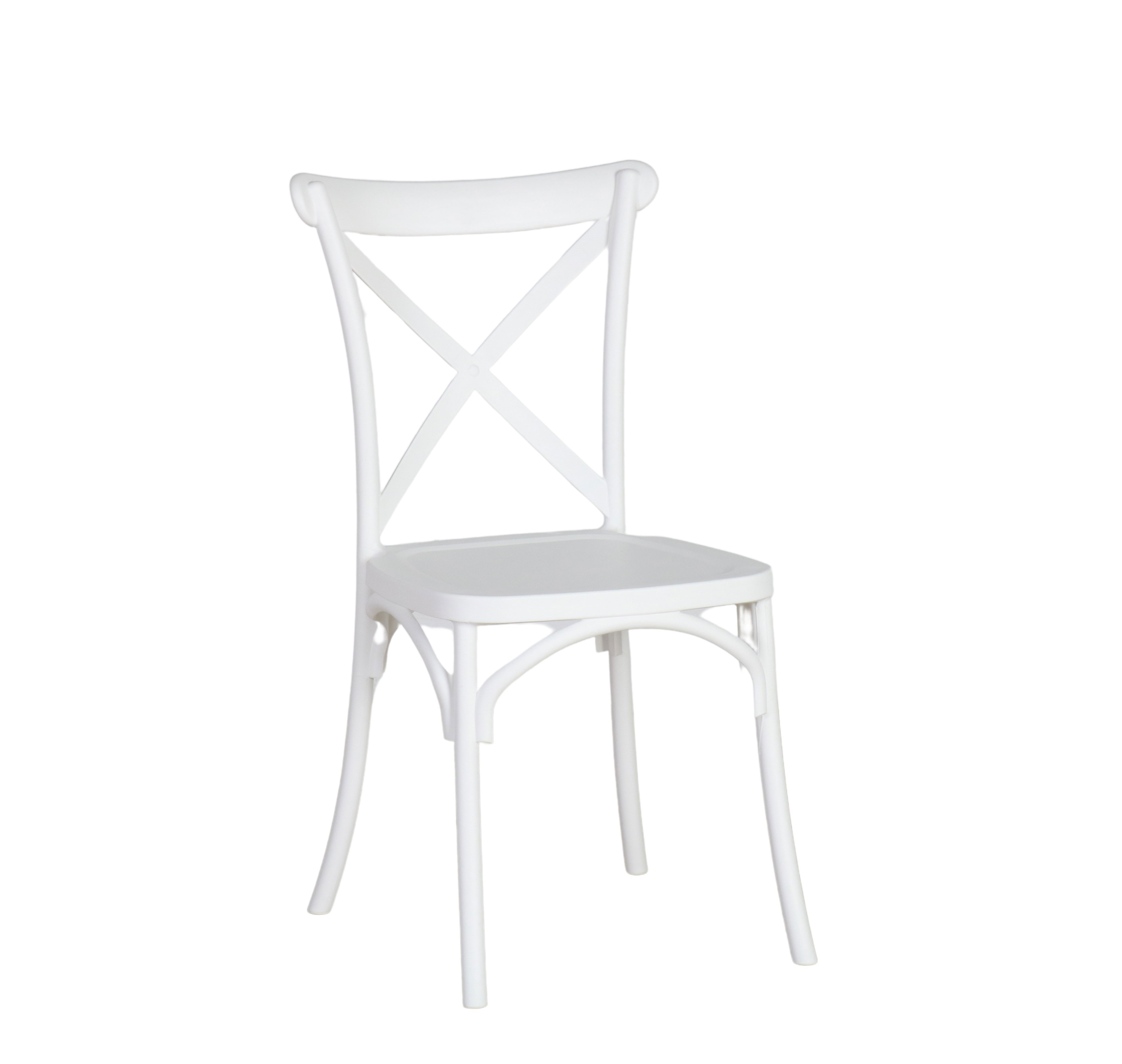 white pvc crossback outdoor chair 