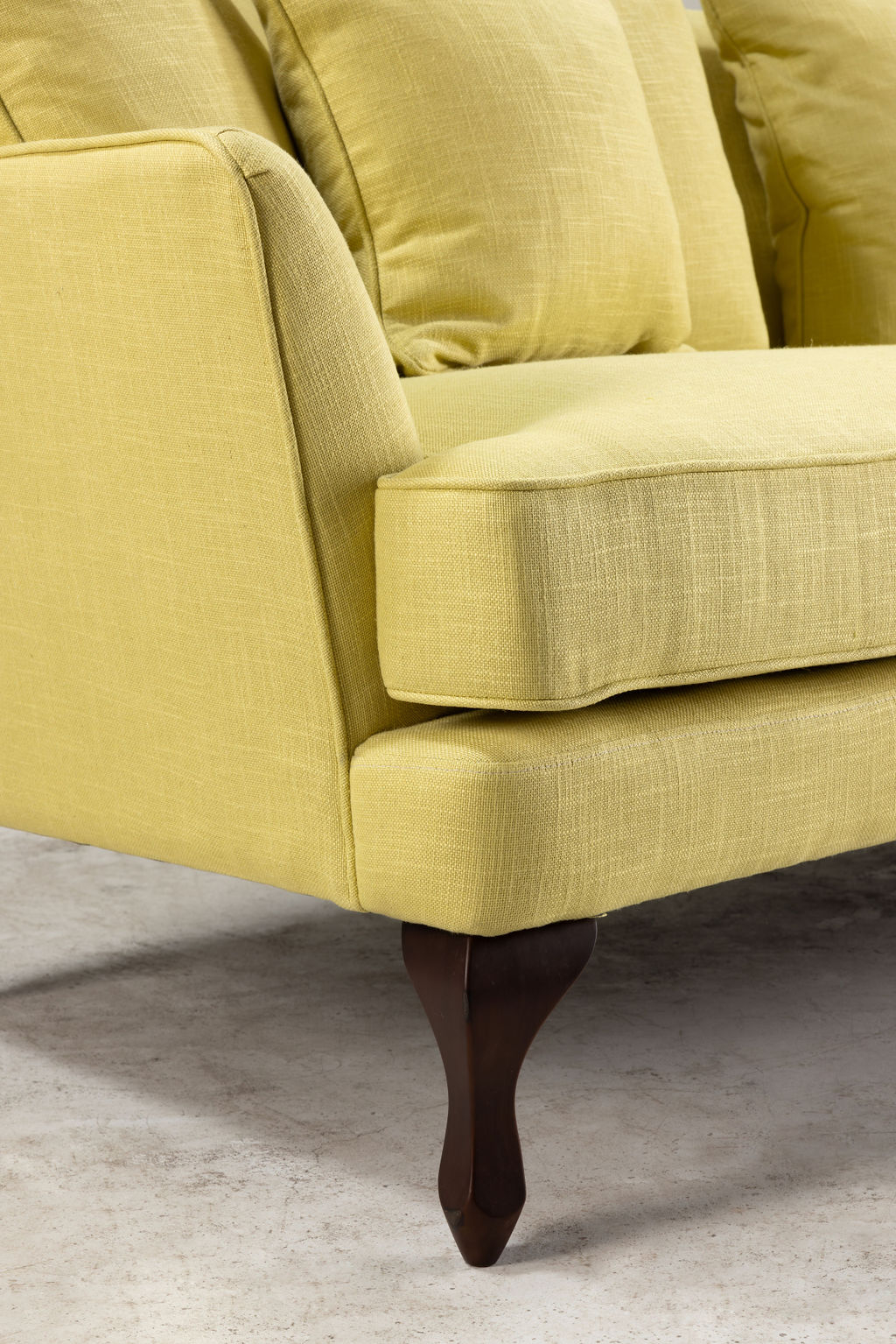 Block & Chisel yellow linen upholstered 3 seater sofa