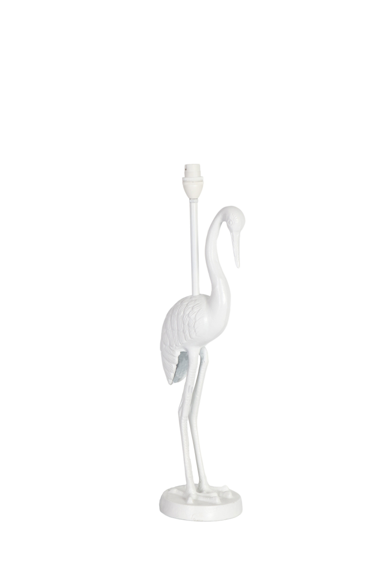 white metal bird lamp base