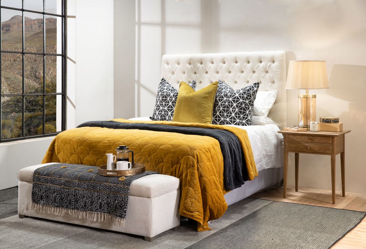Deep buttoned headboard