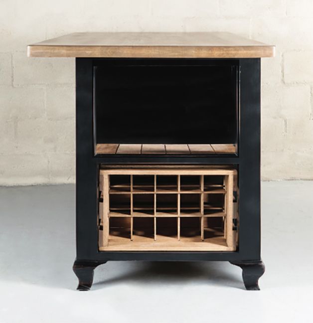 Block & Chisel Kitchen Island in Matt Black Lacquer and Weathered Oak 