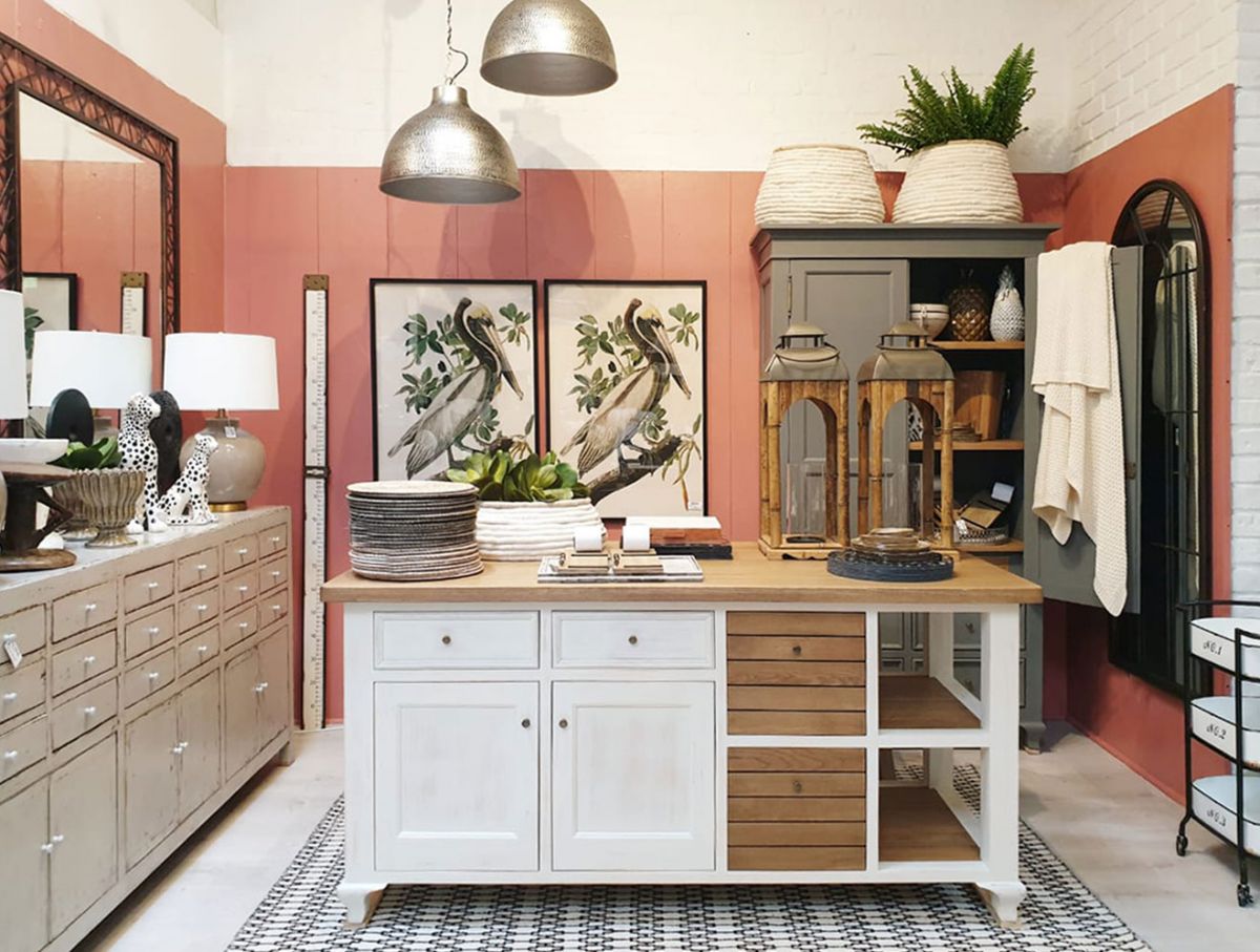 Block & Chisel Kitchen Island in antique white and Weathered Oak 