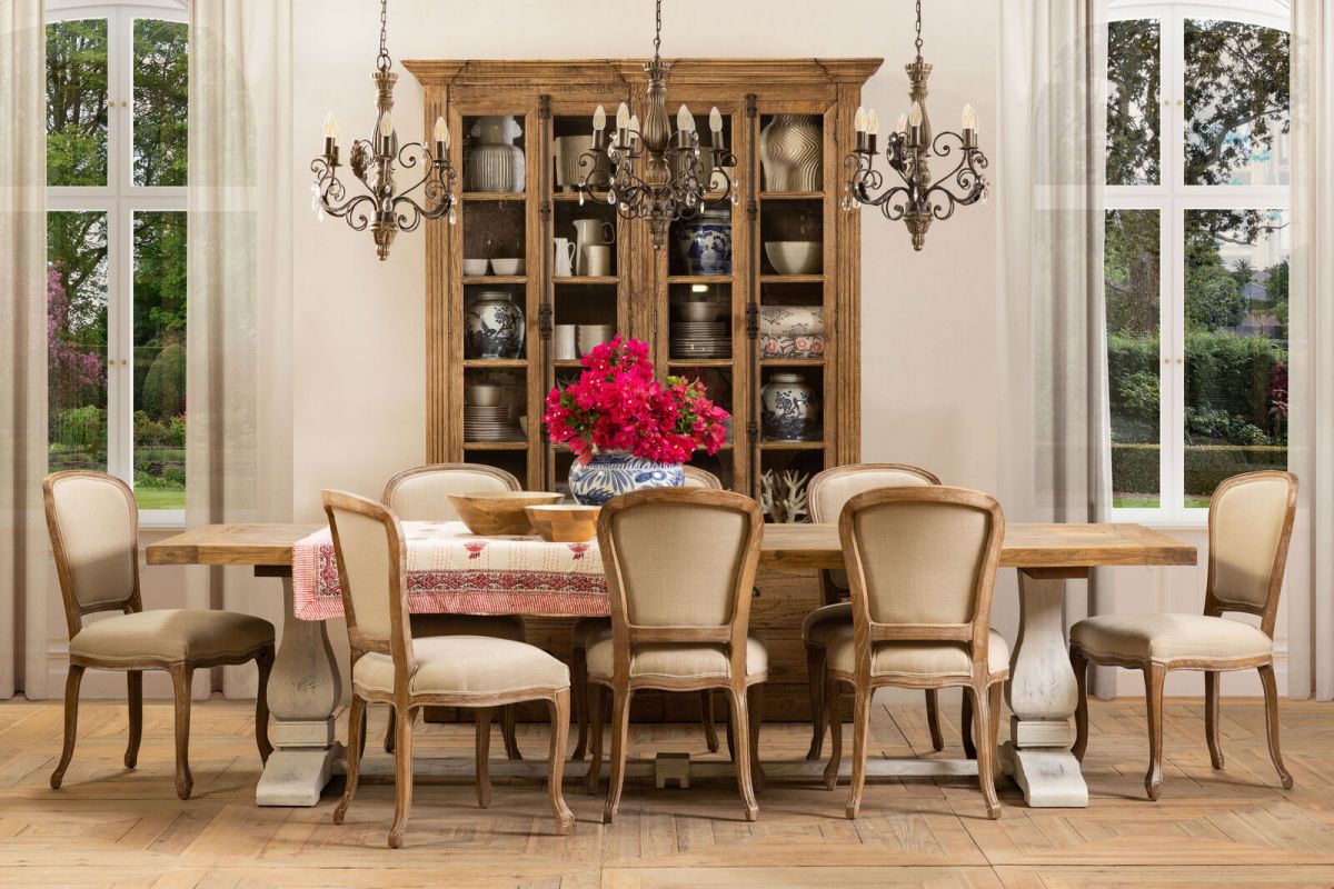 dining table with white base and old elm wood top