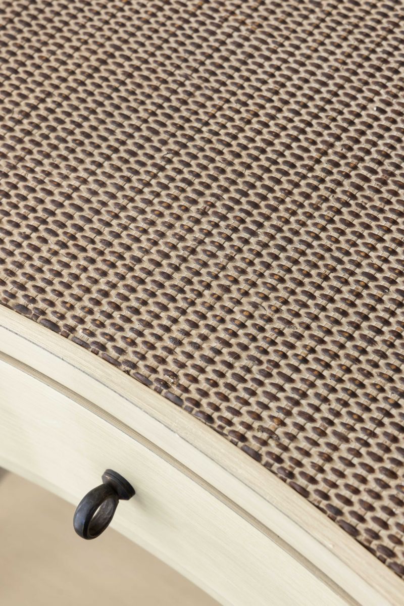 Block & Chisel wooden bedside table with wicker rattan top