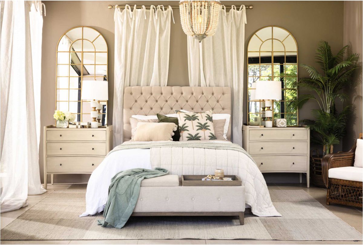 gold arched window pane mirror