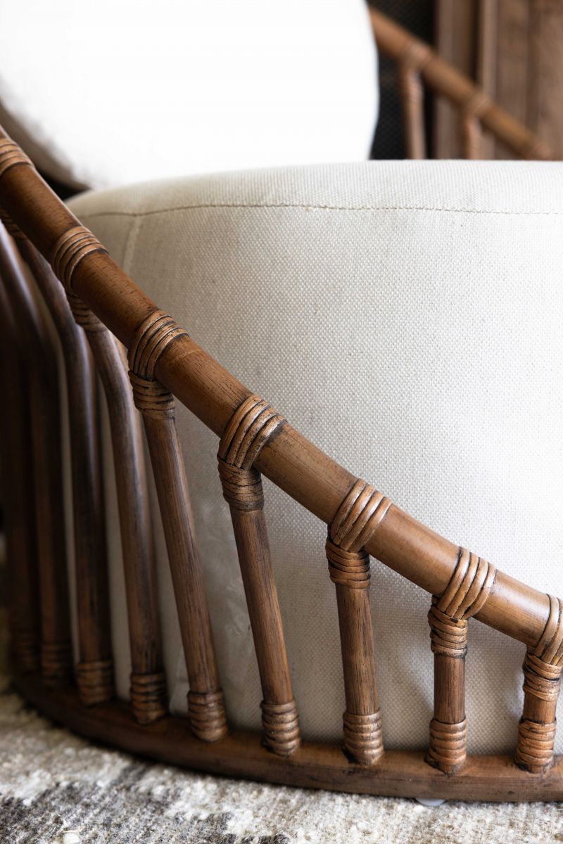 Cane and rattan lounge chair 