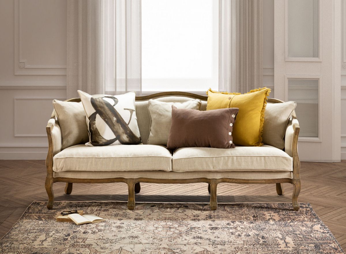 French style sofa with wooden frame