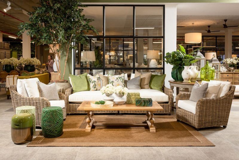 Block & Chisel cane outdoor 3 seater sofa