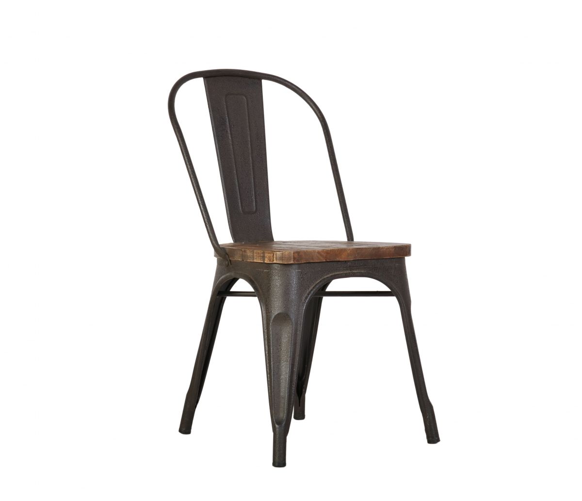 Block & Chisel metal dining chair with recycled elm wooden seat