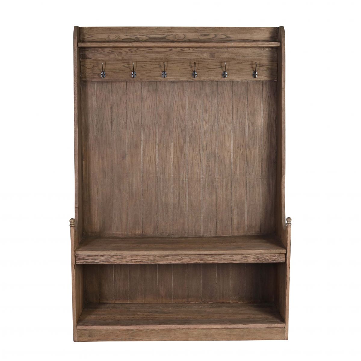 reclaimed oak entrance hall stand with hooks and seat