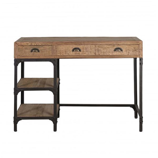 industrial style wood and metal desk