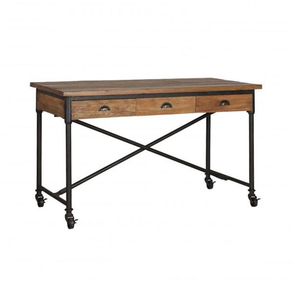 industrial style wood and metal desk