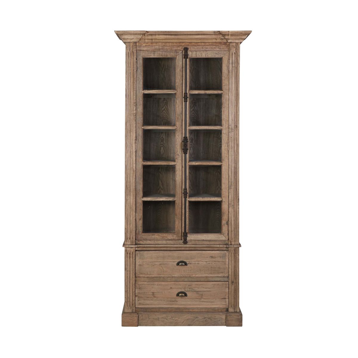 block and chisel single bookcase with glass doors