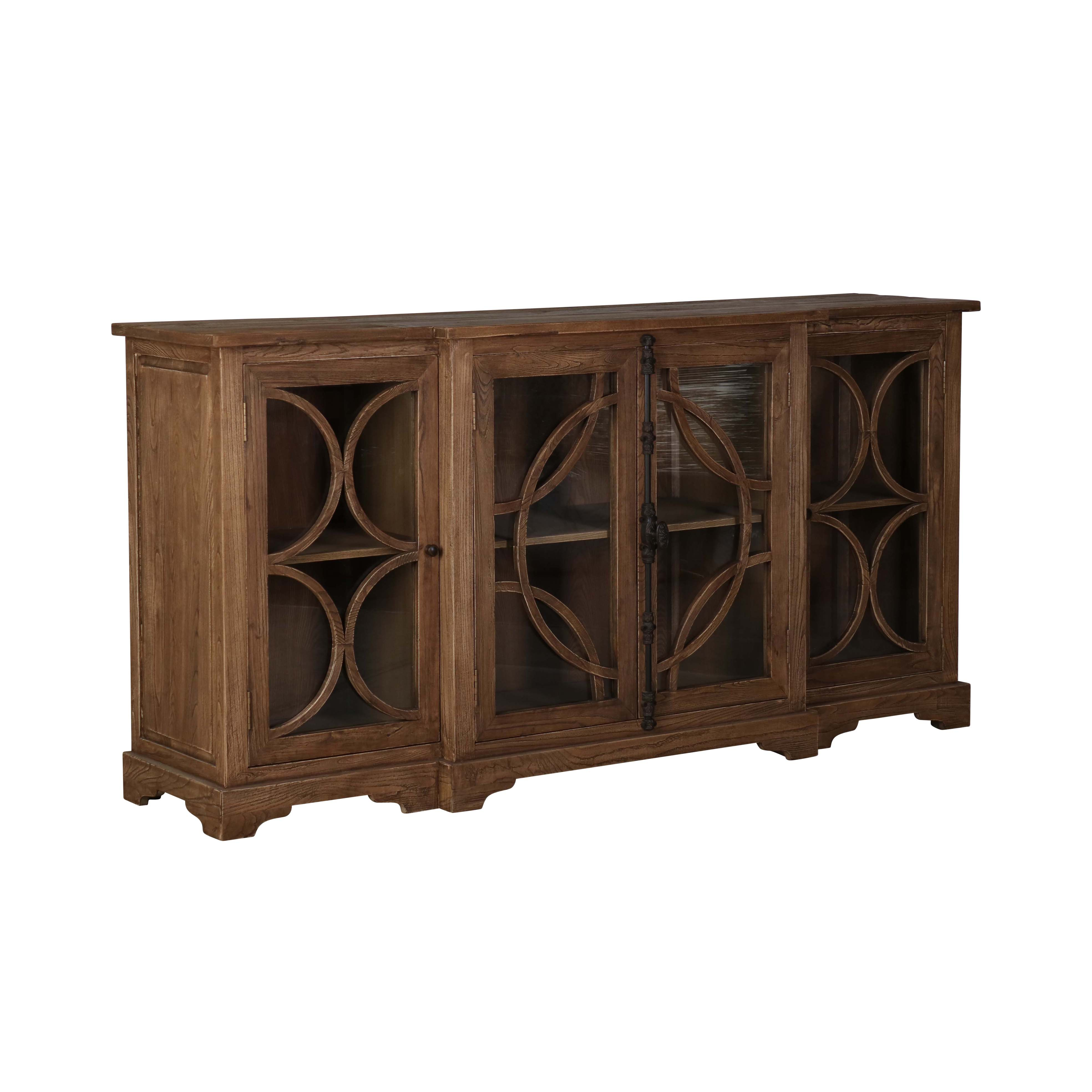 Old elm sideboard with 4 glass doors Château Collection 