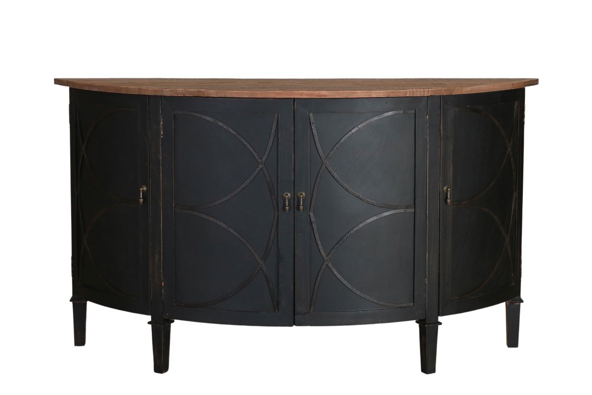 half moon black sideboard with oak top