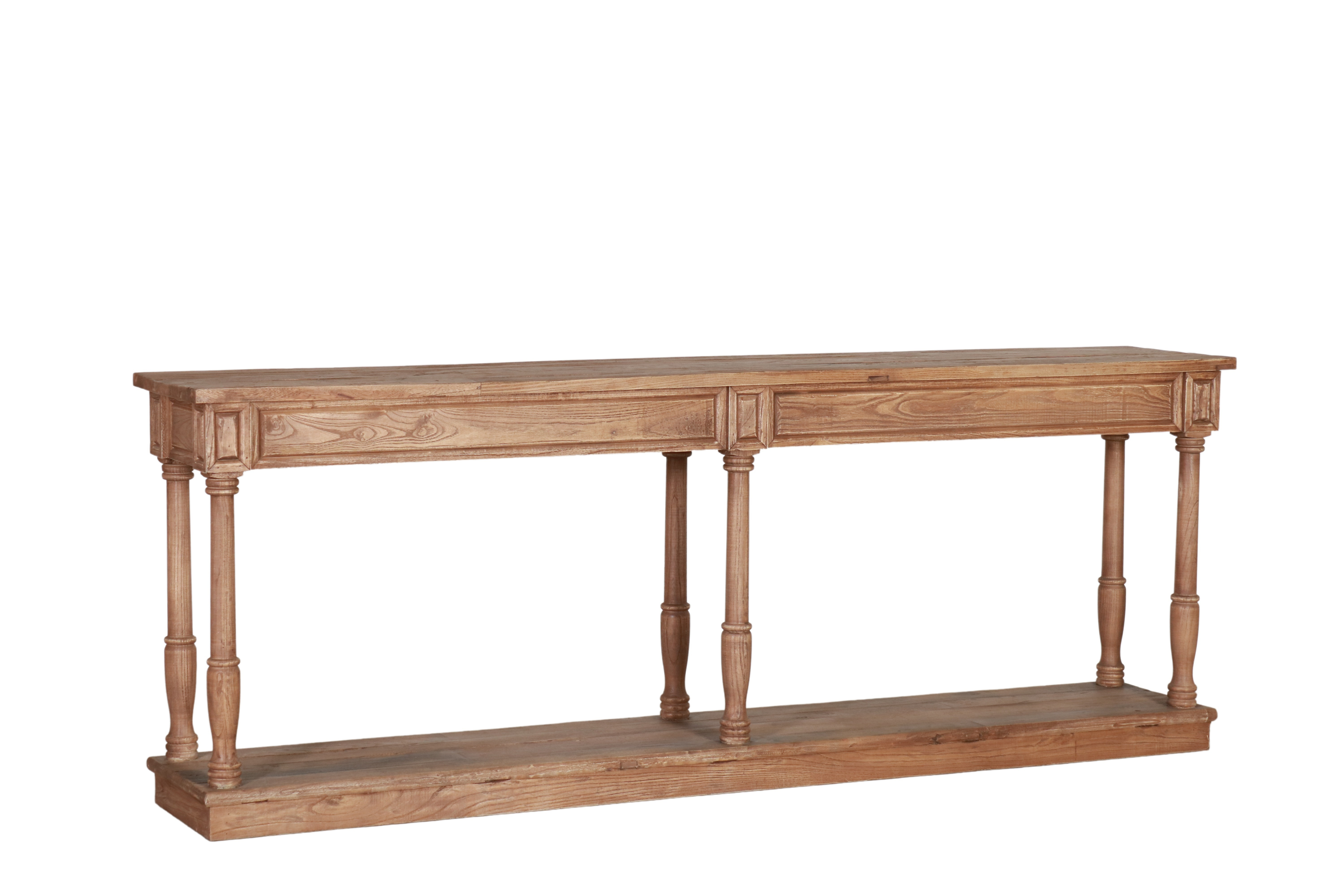 elm wood console with bottom shelf 