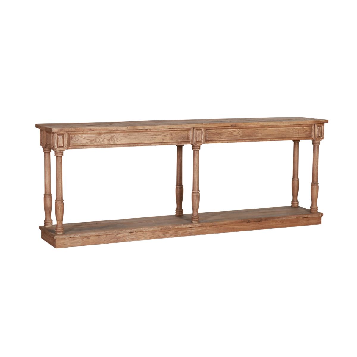 elm wood console with bottom shelf 