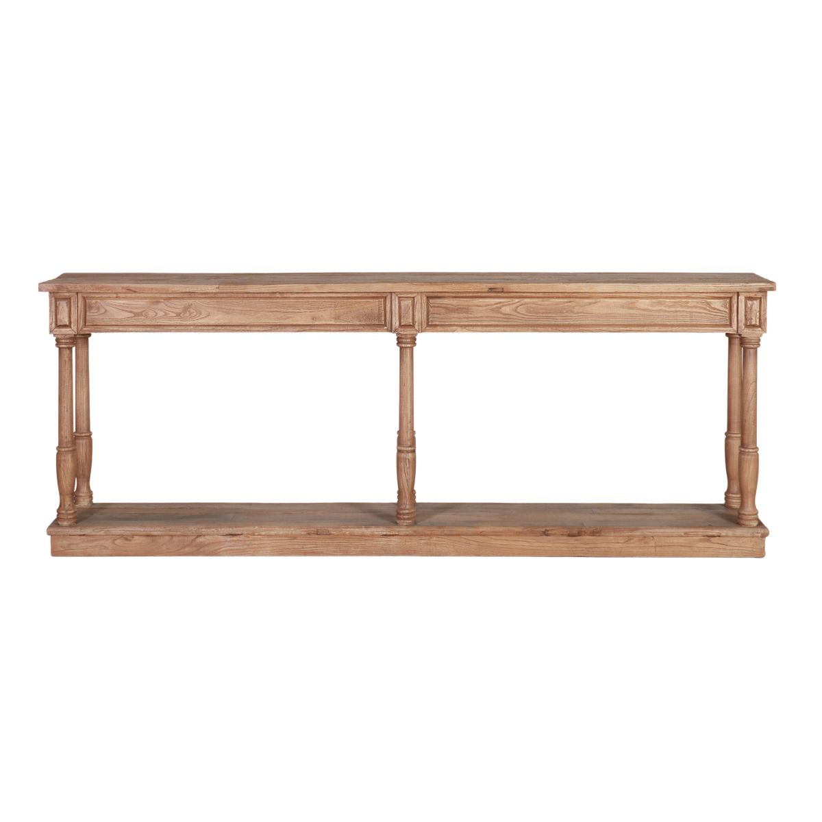 elm wood console with bottom shelf 