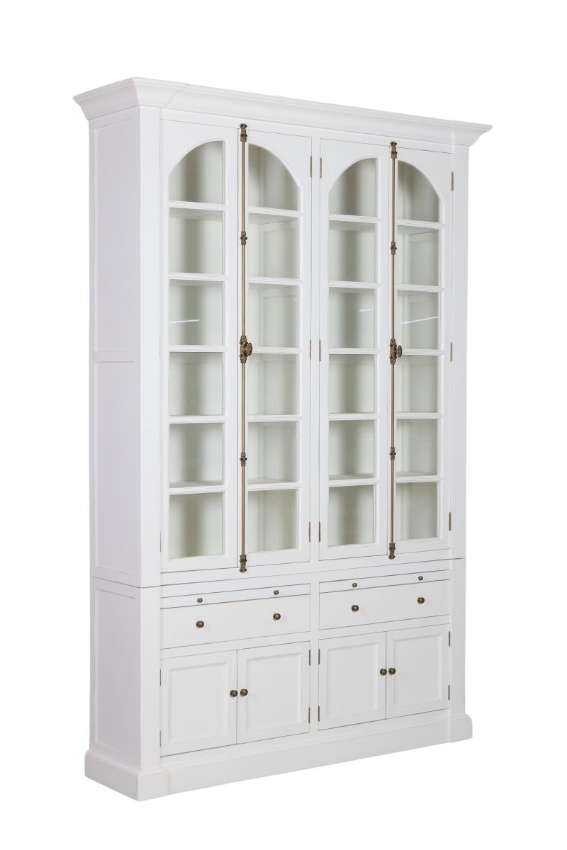 white display cabinet with glass doors