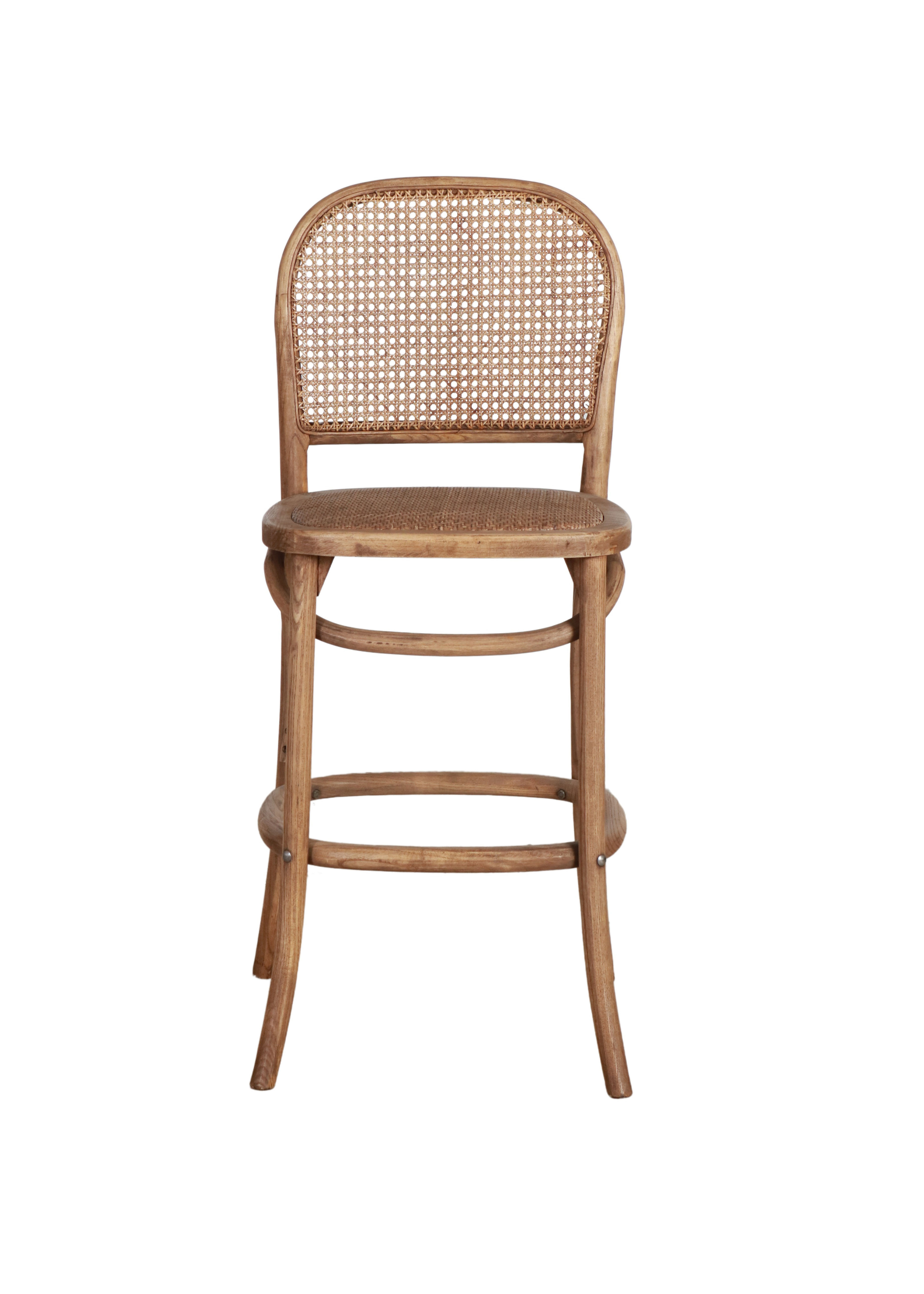 chinese oak bar chair with rattan back
