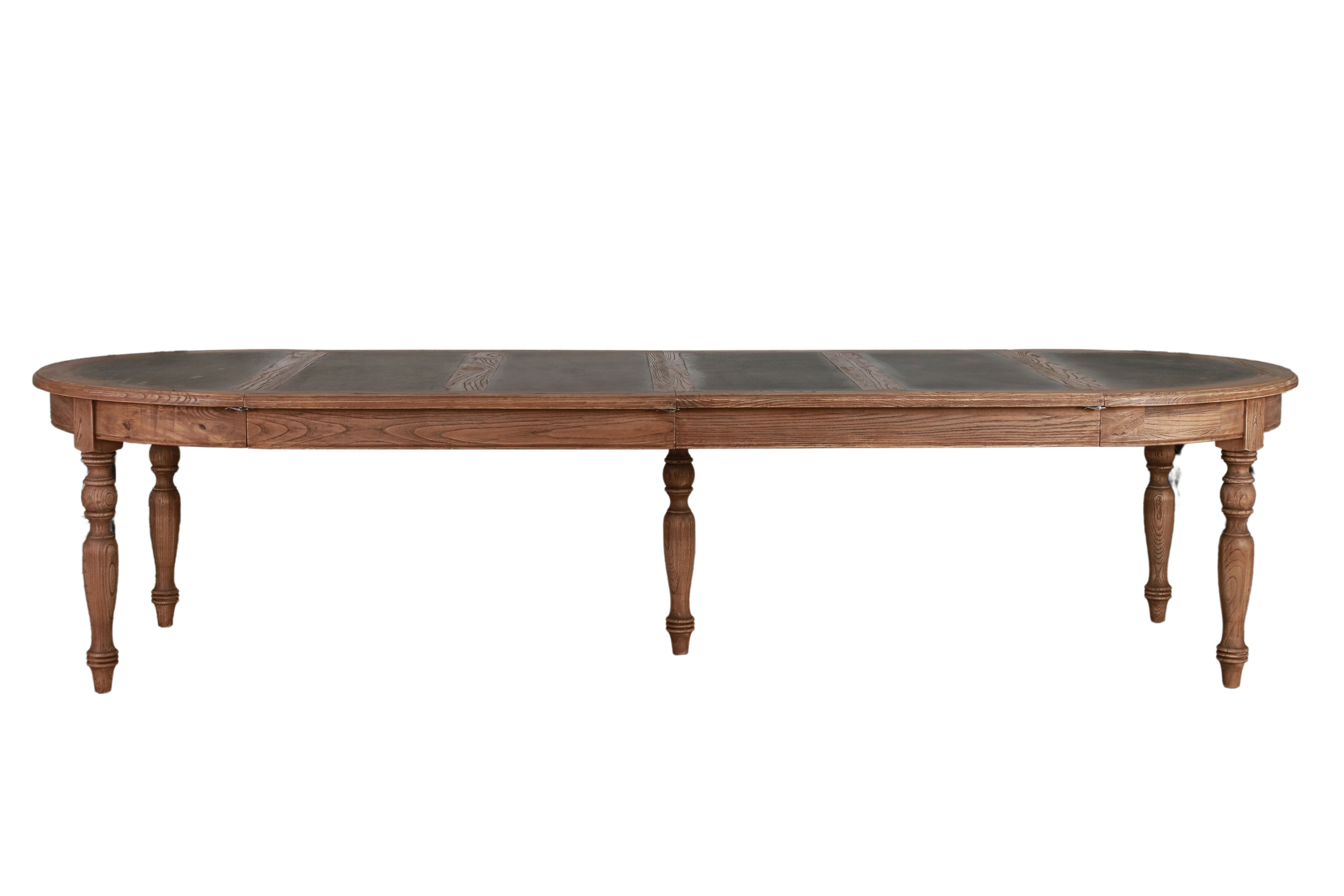extension dining table with metal inlay