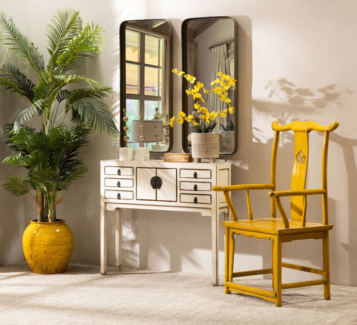 Yellow lacquered chinese chair