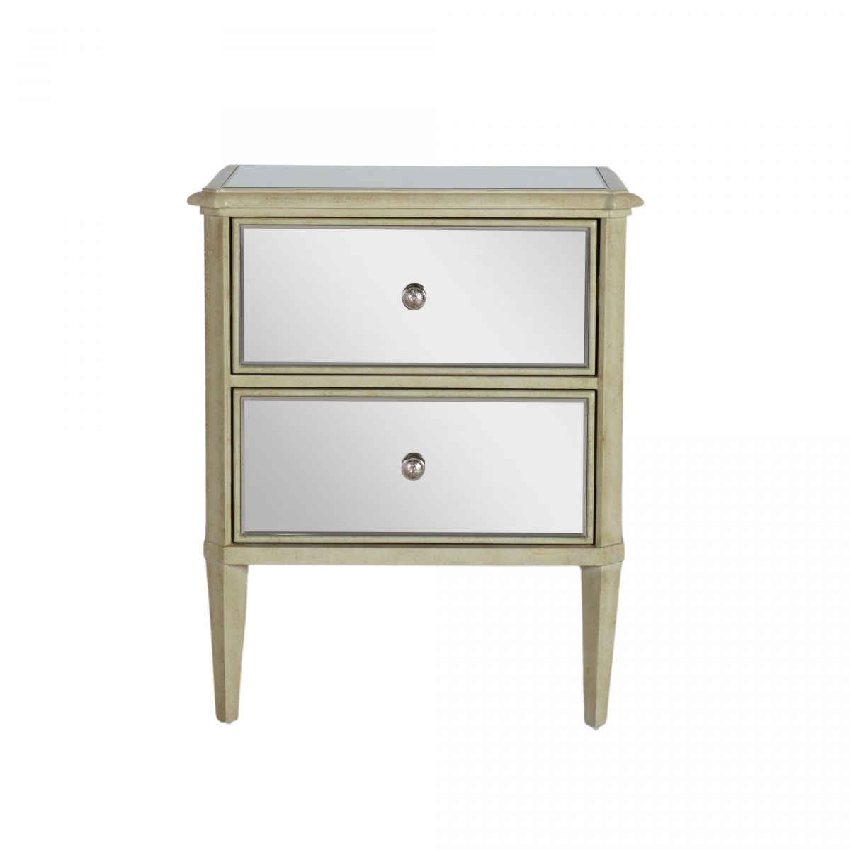 Opulent antique gold mirrored bedside table