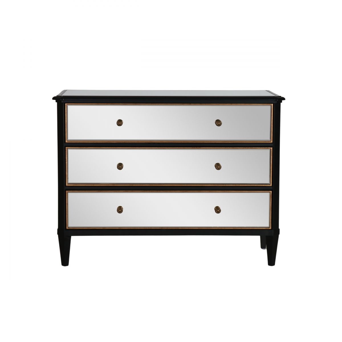 Opulent black mirrored chest of drawers 