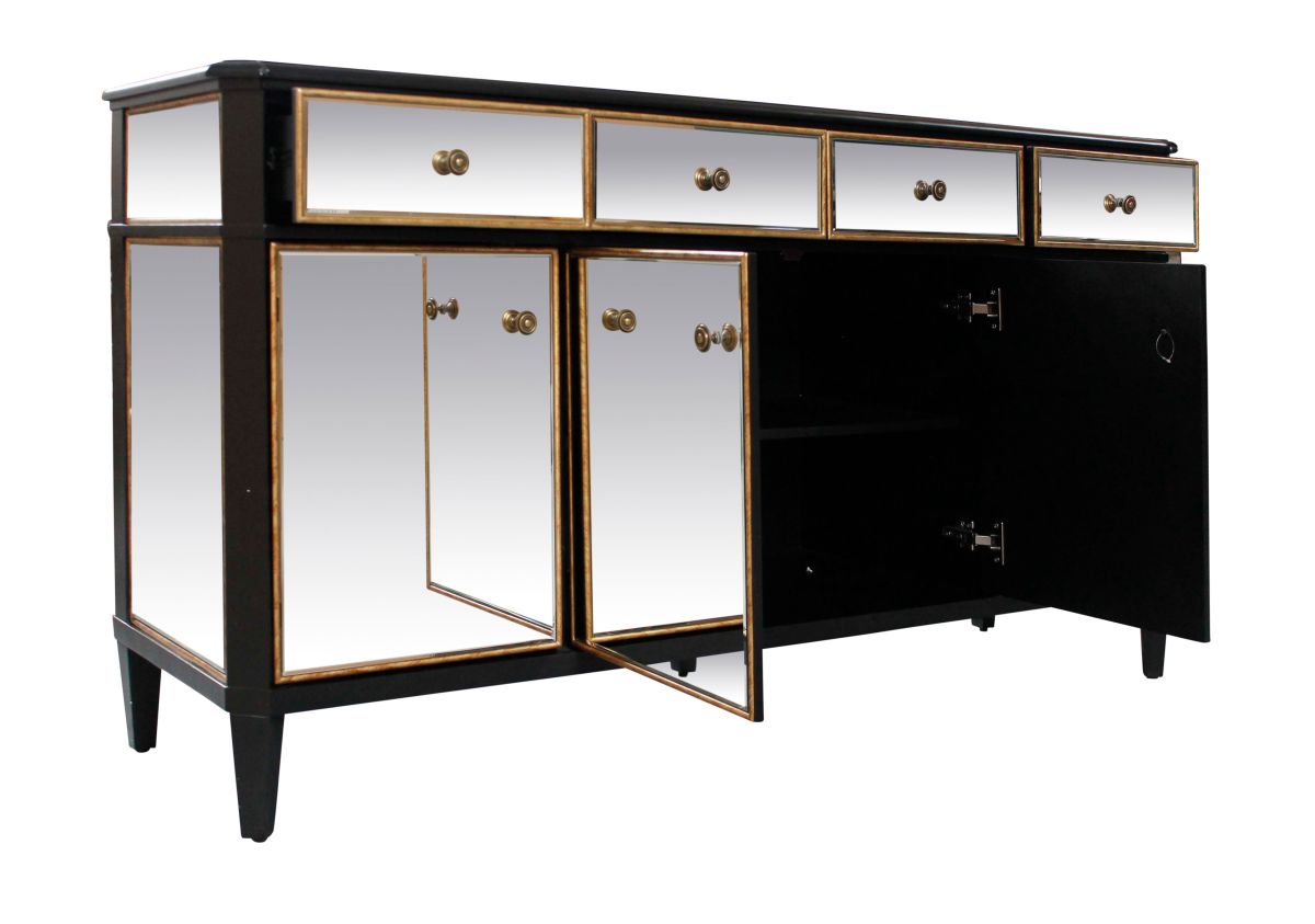 Block & Chisel mirrored 4 drawer/door sideboard