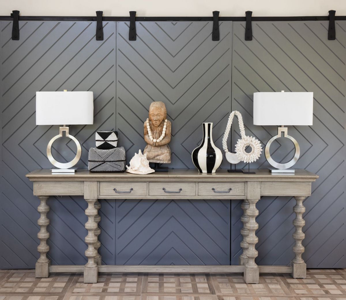 metal chrome base lamp with white shade