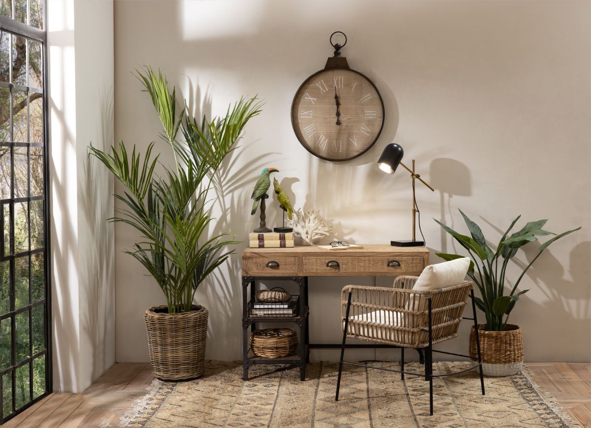 industrial style wood and metal desk