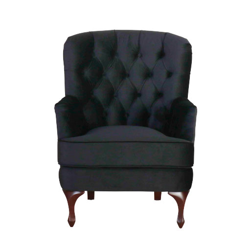 black velvet occasional chair with buttoned back
