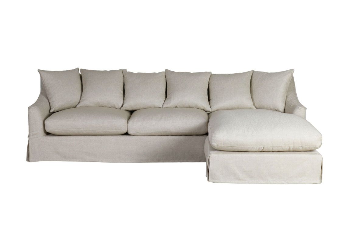 block and chisel corner sofa in linen